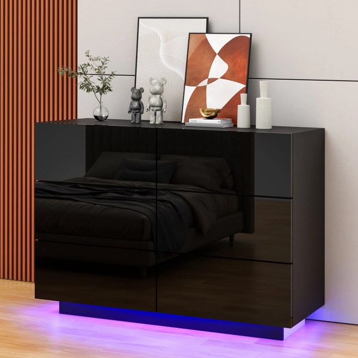 Luxury dresser with LED mirror